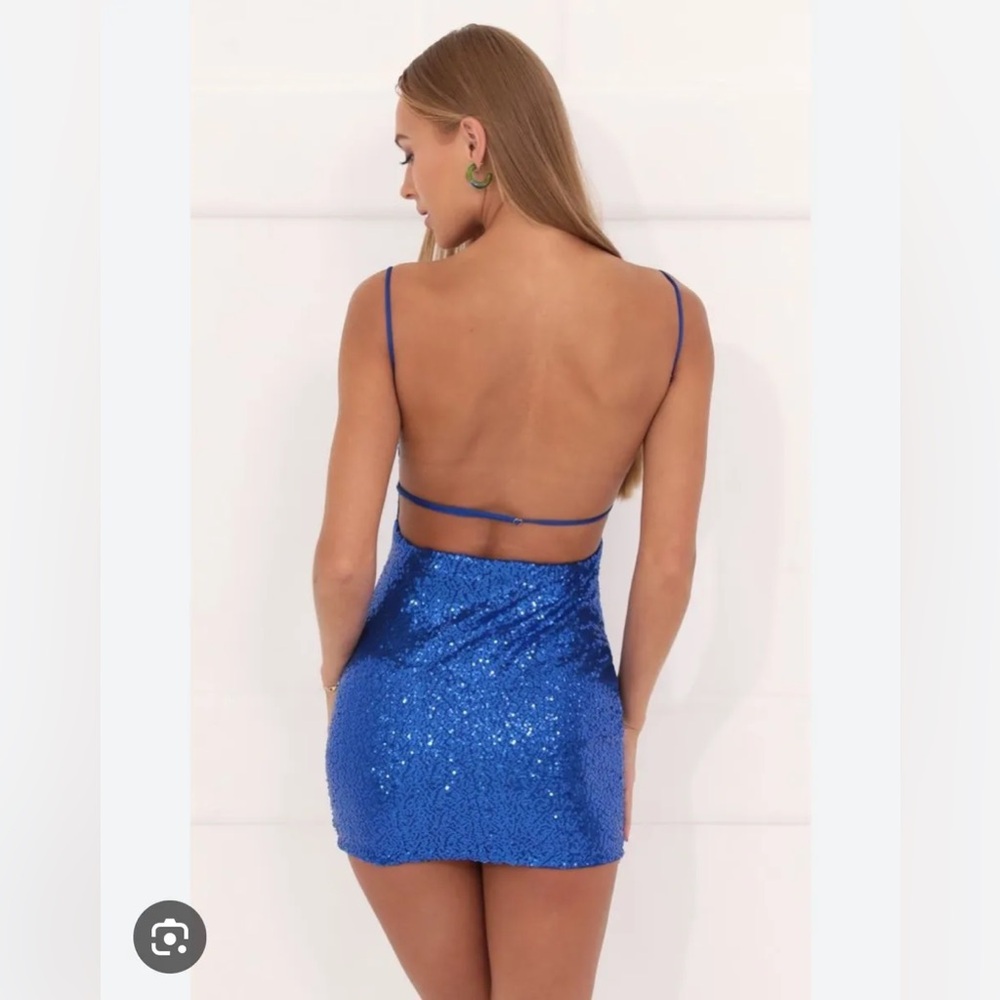 lucy in the sky strappy dress in lapis blue
